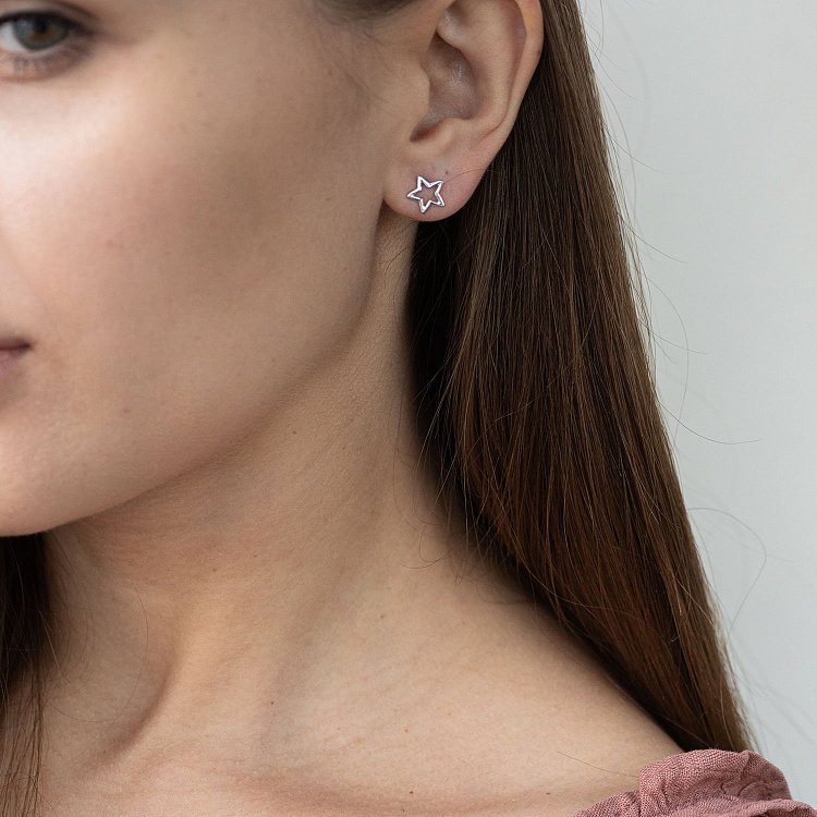 Срібні сережки - пусети "Зірочки" 122828 від ювелірного магазину Онікс - 1