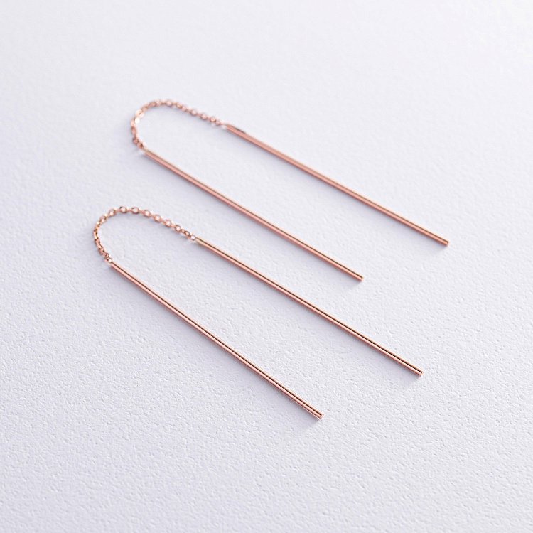 Серьги - протяжки в красном золоте с07907 от ювелирного магазина Оникс