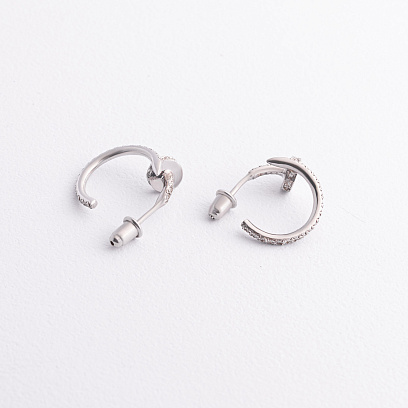 Серебряные серьги - пусеты "Гвоздь" с фианитами 1332с №3