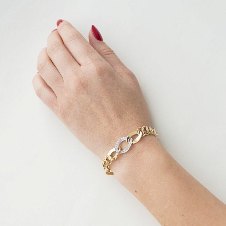 Золотий браслет з фіанітами б01931 від ювелірного магазину Онікс - 2