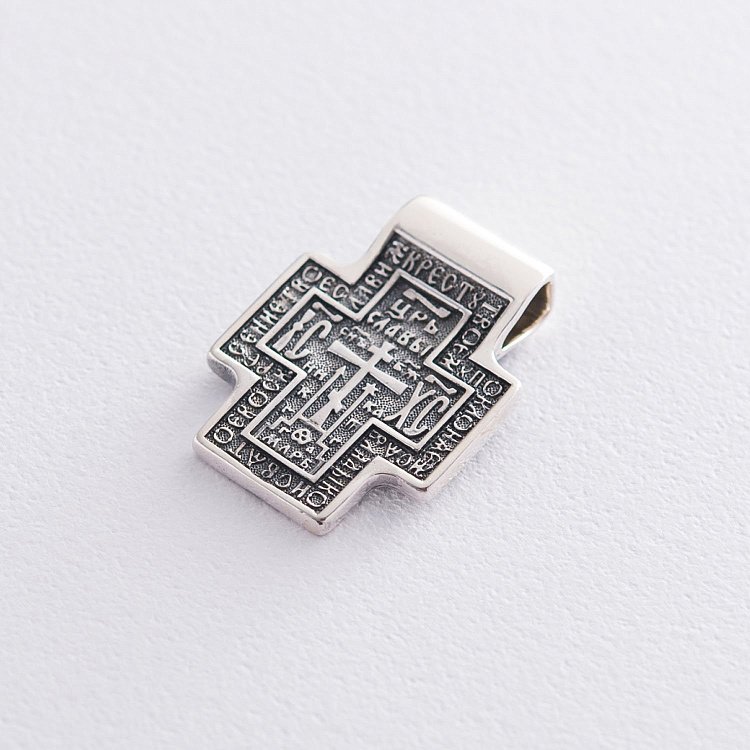 Православный крест (чернение) с молитвой 13324 от ювелирного магазина Оникс - 4