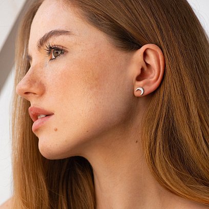 Серебряные серьги-пусеты "Луна" 122815 №3