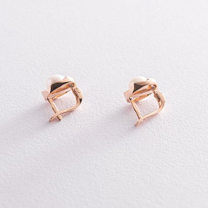 Золоті сережки (перли, фіаніти) с07360 №7