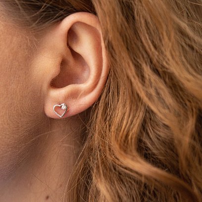 Золоті сережки - пусети "Сердечка" з діамантами сб0474z №4