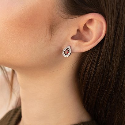 Срібні сережки з піропами і фіанітами GS-02-004-4110 №4