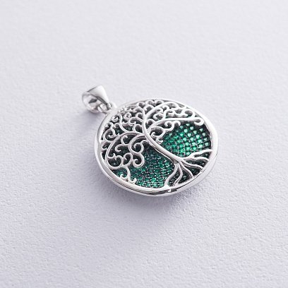 Срібна підвіска "Древо життя" з фіанітами 132680