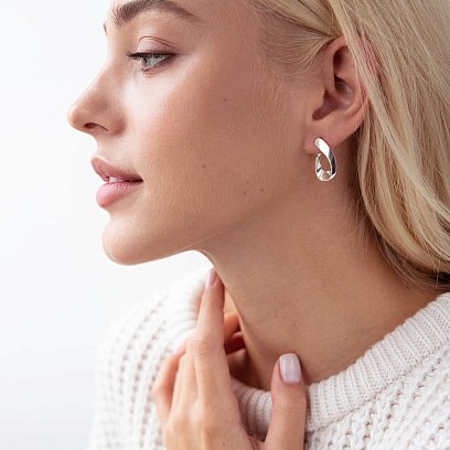 Серебряные серьги "Капельки" 123103 №2