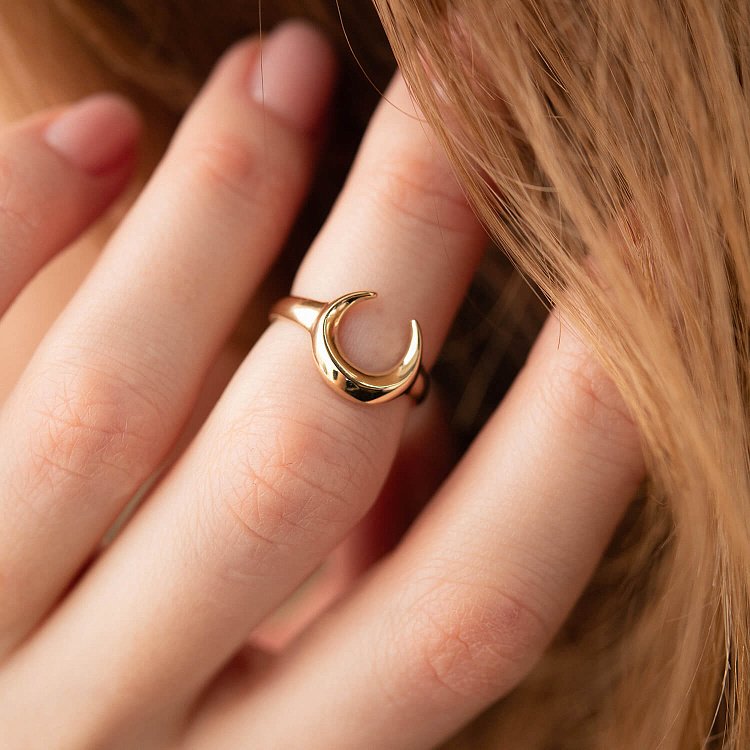 Кольцо "Лунница" в желтом золоте к07387 от ювелирного магазина Оникс - 7