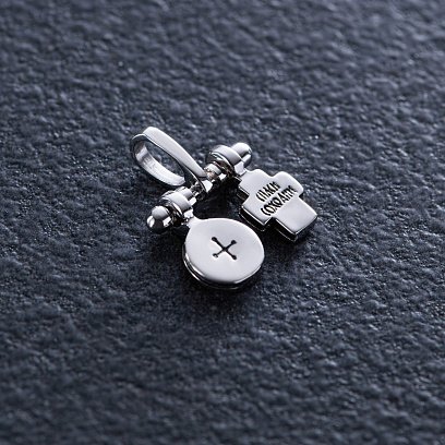 Золотая подвеска c крестиком и ладанкой п03791 №2