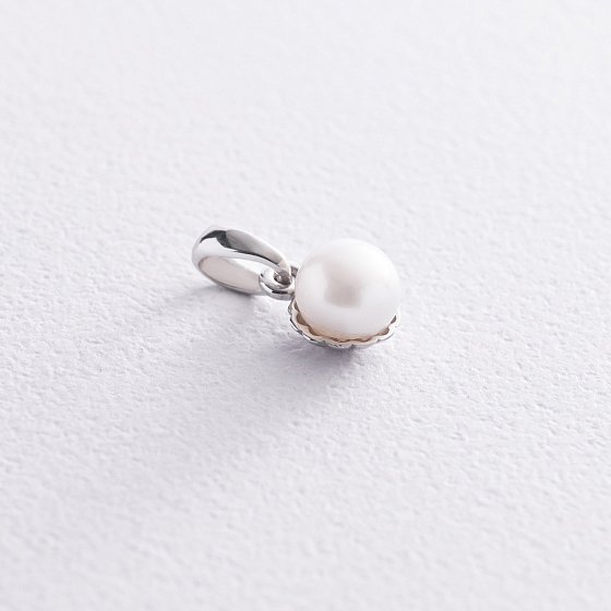 Кулон с жемчужиной в белом золоте п03779