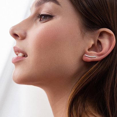 Золотые серьги - клаймберы с бриллиантами 333321121 №2