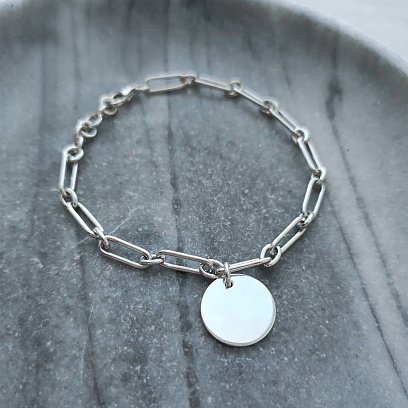 Срібний браслет "Ланцюжок з монеткою" (можливе гравіювання) 141593 №8