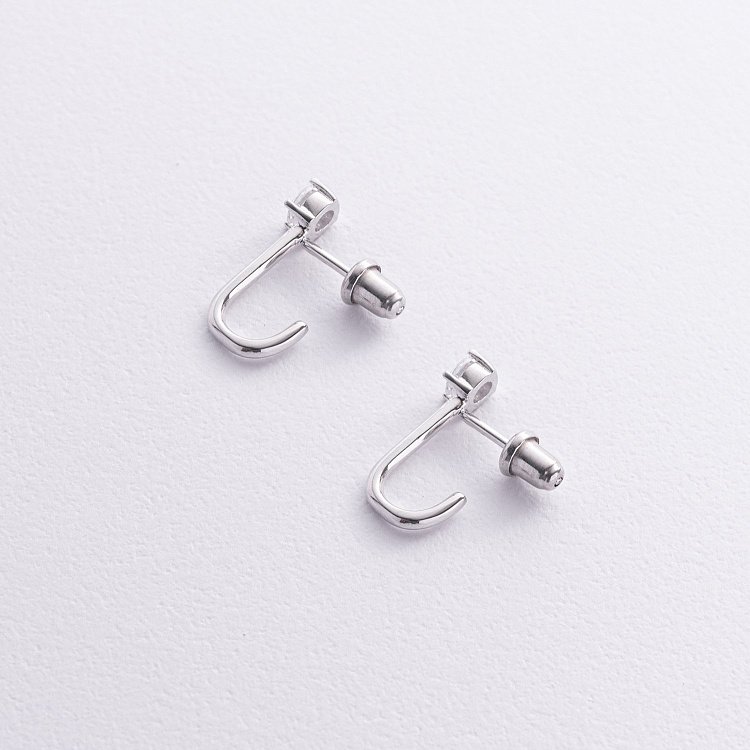 Серебряные серьги - пусеты "Rita" с фианитами 7241 от ювелирного магазина Оникс - 2