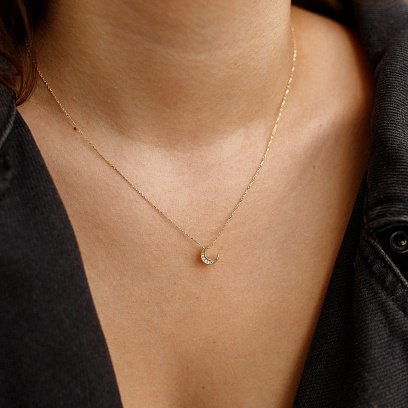 ?Кольє "Місяць" з фіанітами (жовте золото) кол02312 №2