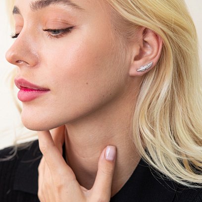 Сережки - клаймбери у сріблі (фіаніти) 123143 №2