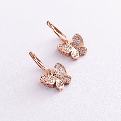 Золоті сережки з метеликами с05535