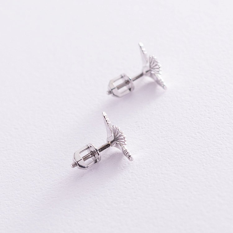 Сережки - пусети "Пташки" в білому золоті с06986 від ювелірного магазину Онікс - 2