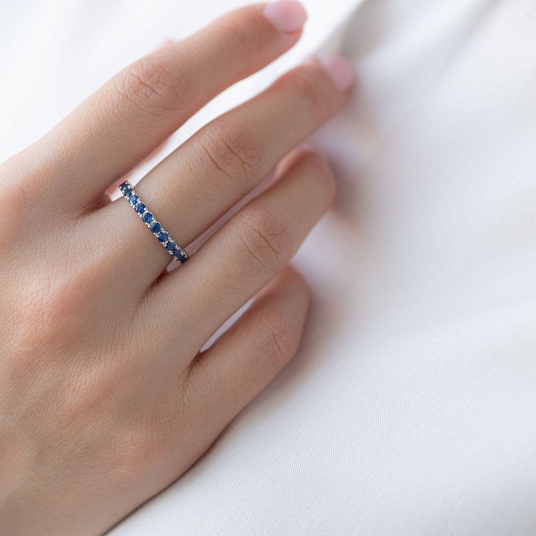 Золота каблучка з сапфірами кб0252sl від ювелірного магазину Онікс - 1