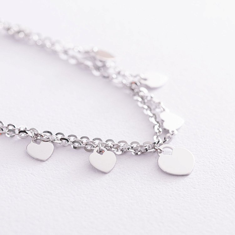 Браслет "Сердечки" в білому золоті б04521 від ювелірного магазину Онікс - 4