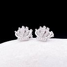 Срібні сережки-пусети "Корона" з фіанітами 121659 от ювелирного магазина Оникс - 2