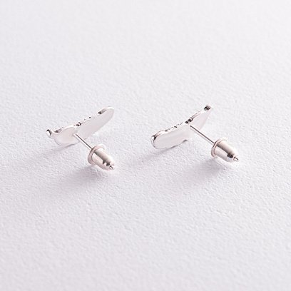 Серебряные серьги - пусеты "Перышки" 123200 №4