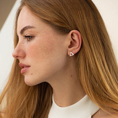 Золоті сережки-пусети "Трикутники" с06696 №4