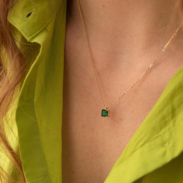 Золотое колье "Альма" (зеленый фианит) кол02368 от ювелирного магазина Оникс - 3