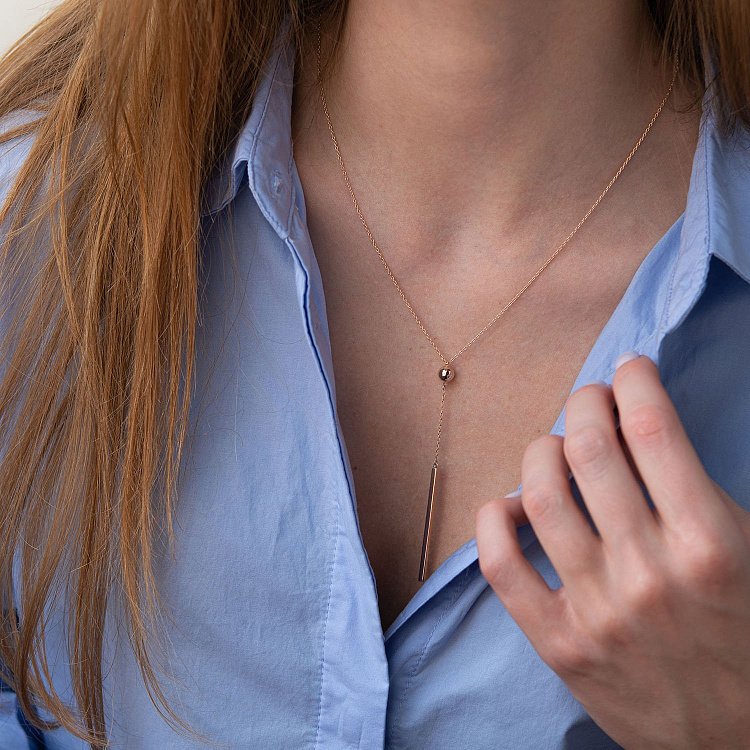 Колье "Хлоя" с шариком в красном золоте кол01952 от ювелирного магазина Оникс - 6