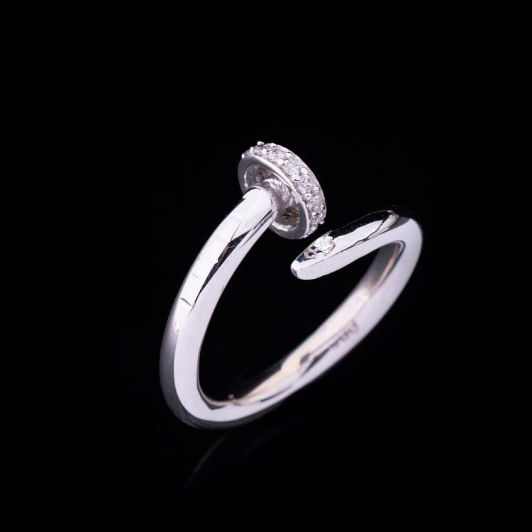 Золота каблучка "Цвях" з фіанітами к04056 від ювелірного магазину Онікс - 1