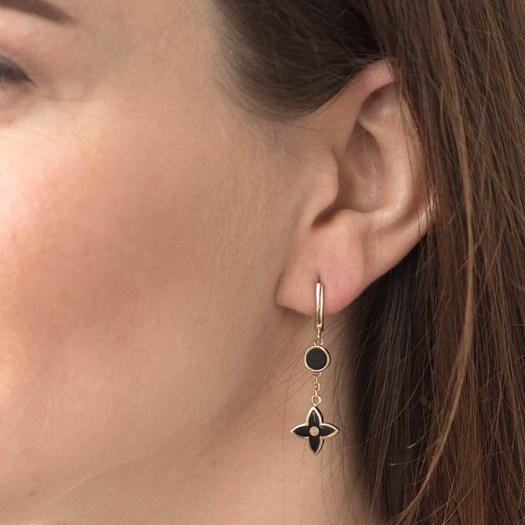 Золотые серьги "Клевер с эмалью" с05372 от ювелирного магазина Оникс - 3