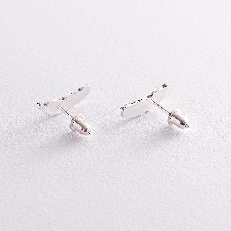 Серебряные серьги - пусеты "Перышки" 123200 от ювелирного магазина Оникс - 3