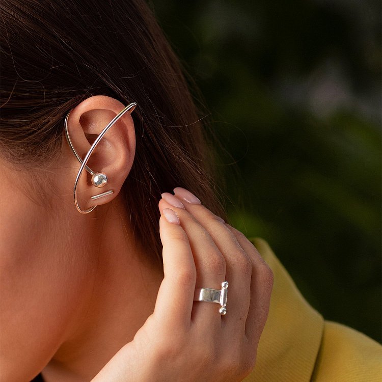 Срібна сережка - каффа "Космос" 123235 від ювелірного магазину Онікс - 8