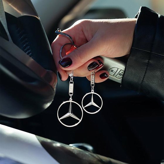 Серебряный брелок для машины "Mercedes-Benz" 9003.1 №4
