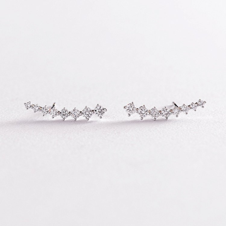 Золотые серьги - пусеты "Мари" с бриллиантами сб0377ri от ювелирного магазина Оникс - 1