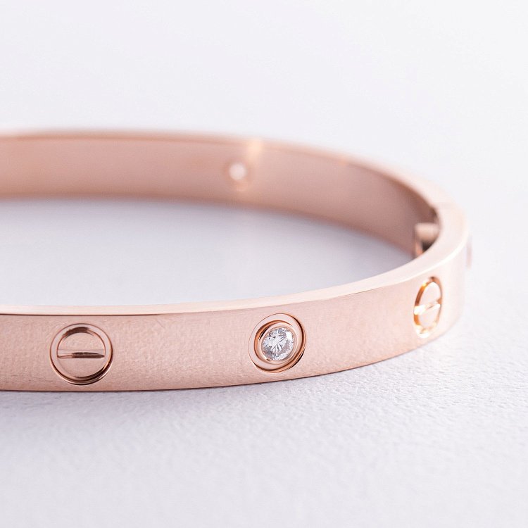 Жесткий браслет "Love" с бриллиантами (красное золото) 546601321 от ювелирного магазина Оникс - 8