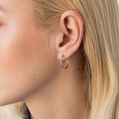 Сережки - кільця в білому золоті (1.8 см) с07797 №4