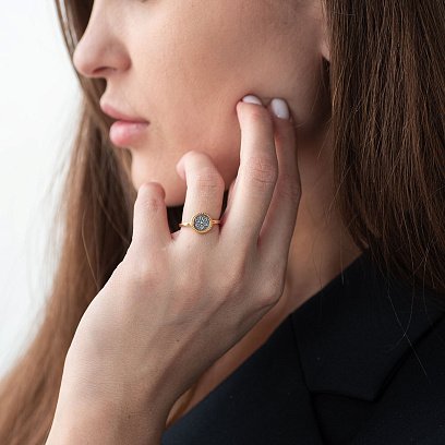 Кольцо "Цветок" в серебре (позолота, чернение) 112300 №4