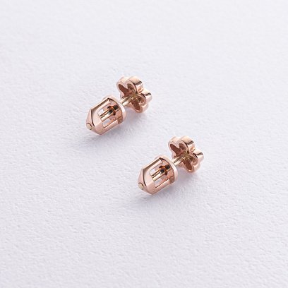 Золотые серьги - пусеты "Цветочки" с08762 №9