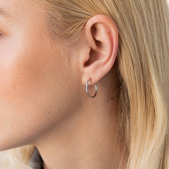 Сережки - кільця в білому золоті (1.8 см) с07797 №4