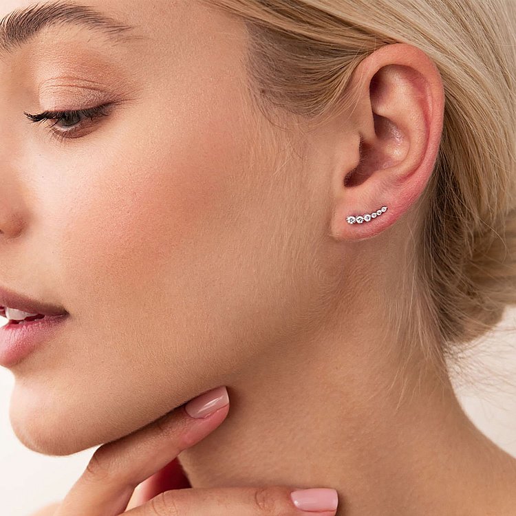 Золоті сережки - клаймбери (діаманти) 102-10030b від ювелірного магазину Онікс