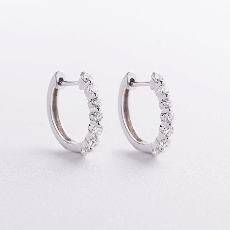 Золотые серьги - кольца с бриллиантами сб0609mi от ювелирного магазина Оникс