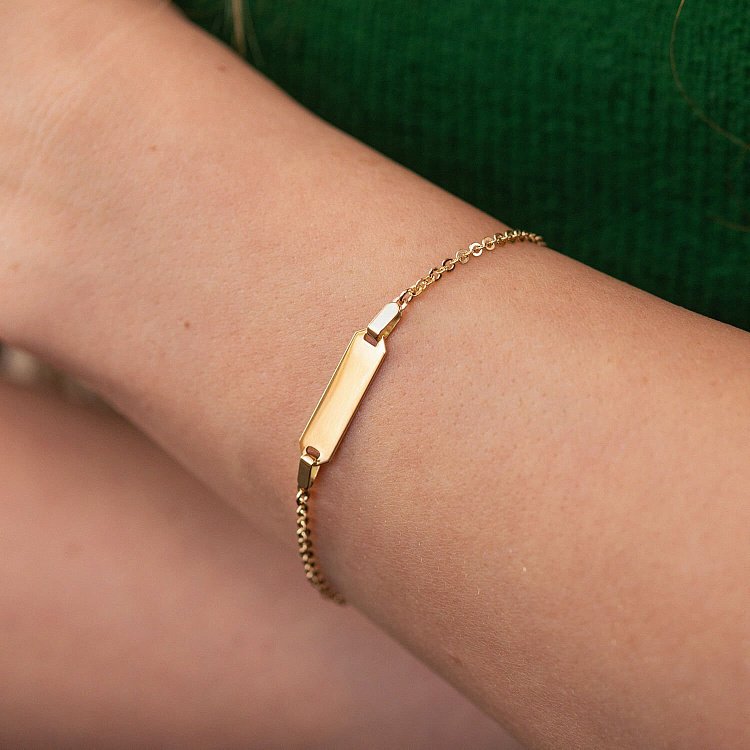 Браслет в желтом золоте (возможна гравировка) б05202 от ювелирного магазина Оникс - 3