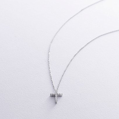 Золотое колье "Крестик" с бриллиантами 738331121 №3