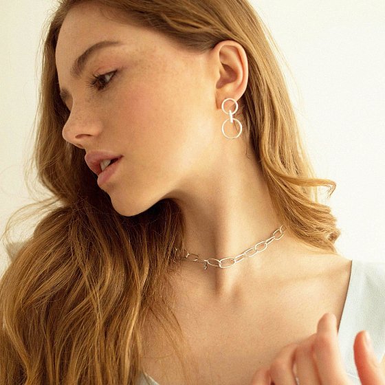 Срібні сережки - пусети "Рівновага" 122743 №4