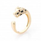 Золотое кольцо "Пантера" (фианиты, эмаль) к05659 от ювелирного магазина Оникс