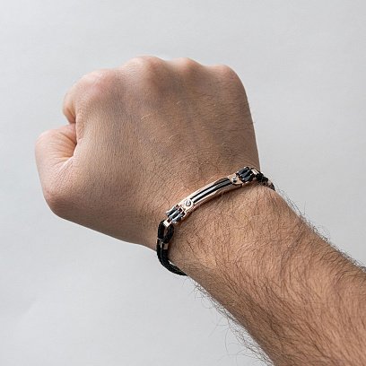 Каучуковий браслет з червоного золота (онікс, кераміка) б03984 №2