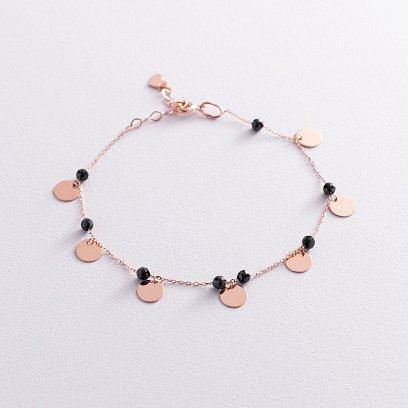 Золотой браслет "Монетки" (фианиты) б04903