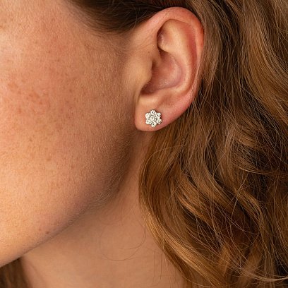 Золотые серьги - пусеты "Цветочки" с бриллиантами сб0413cha №2