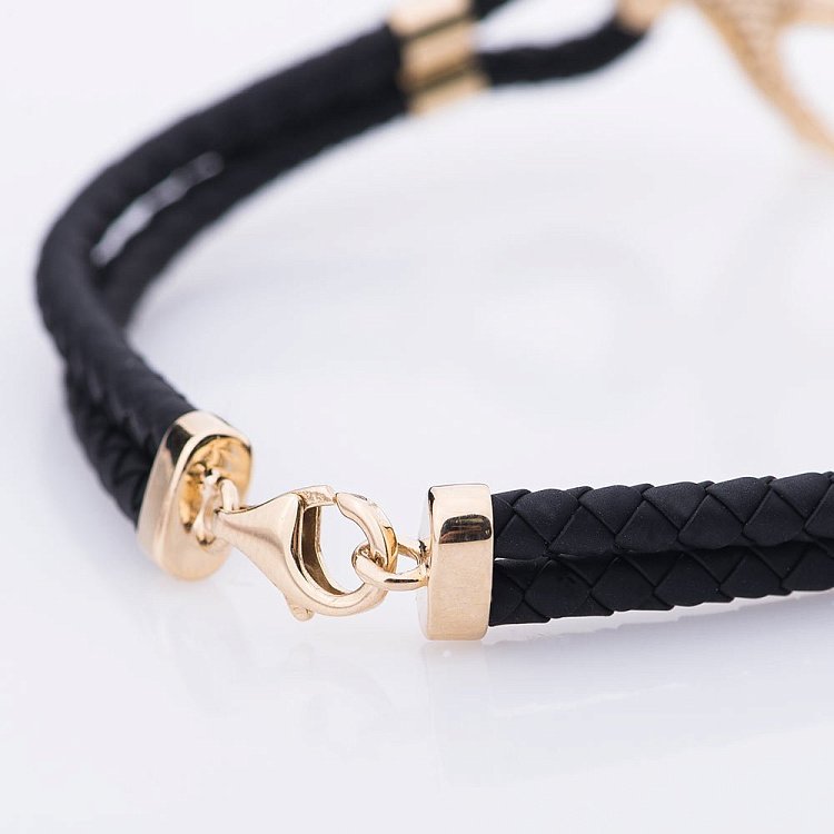 Каучуковий браслет в золоті "Якір" з фініта б02266 від ювелірного магазину Онікс - 2