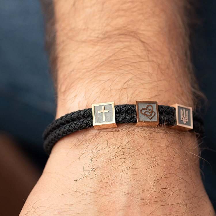 Чоловічий браслет "Love God. Love Family. Love Ukraine" (червоне золото) 537901300 від ювелірного магазину Онікс - 3